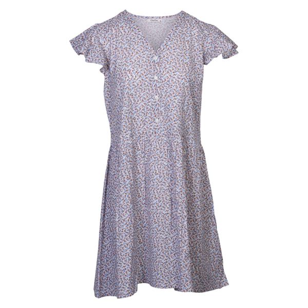Dame +size kjole m. knapper - Blå - Størrelse 54/56