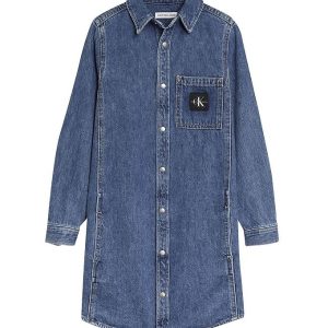 Calvin Klein Kjole - Utility Shirt Dress - Mid Blue - 10 år (140) - Calvin Klein Kjole