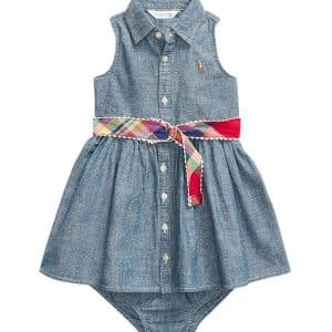Polo Ralph Lauren Kjole m. Bloomers - Denim - Watch Hill - Blå - 1 år (80) - Polo Ralph Lauren Kjole