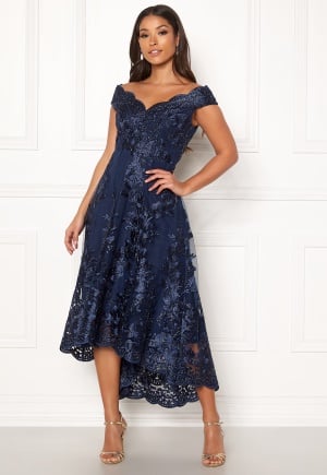 Goddiva Embroidered Lace Dress Navy XL (UK16)