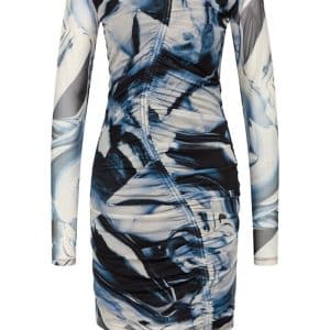 BZR - Kjole - Mela Draw Dress - Blue Print