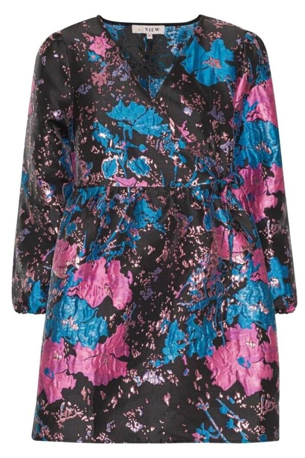 A-View - Kjole - Veli Dress - Black/pink/blue