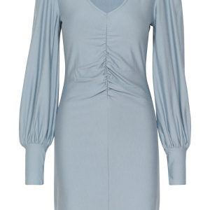 Gestuz - Kjole - RifaGZ V-Neck Short Dress - Grey Blue