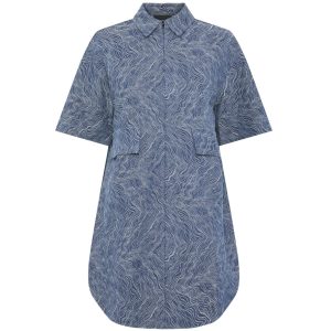 PIECES dame kjole PCJENNIFER - Medium Blue Denim Jaquard