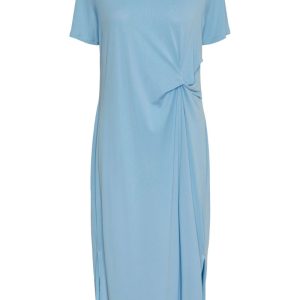 Pieces - Kjole - PC Anora SS O-neck Midi Knot Dress - Blue Bell