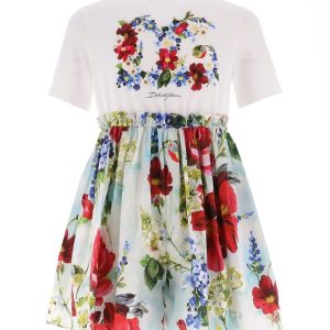 Dolce & Gabbana Kjole - Renaissance - Hvid/Lyseblå m. Blomster