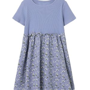 Name It Kjole - NmfJopea - Vista Blue m. Blomster