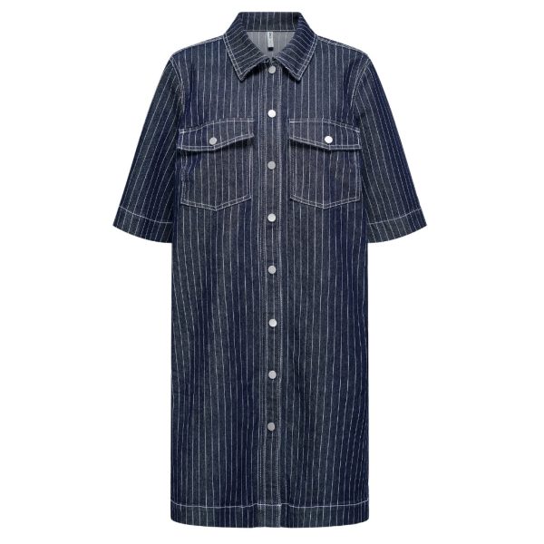 ONLY dame kjole ONLBELLE - Dark Blue Denim STRIPE