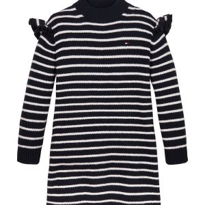 Tommy Hilfiger Kjole - Strik - Ruffle Skater - Desert Sky Stripe