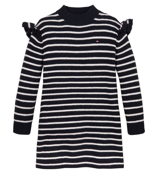 Tommy Hilfiger Kjole - Strik - Ruffle Skater - Desert Sky Stripe