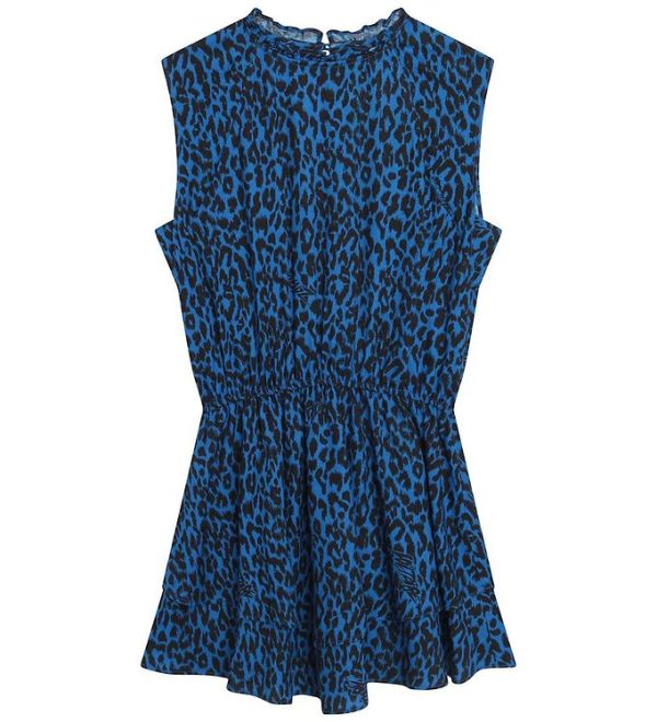 Zadig & Voltaire Kjole - Electric Blue m. Leopardprint