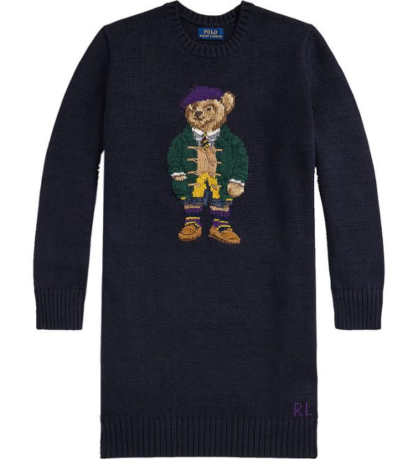 Polo Ralph Lauren Kjole - Strik - Navy m. Bamse