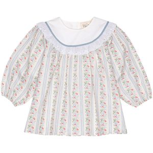 Flöss Kjole - Abigail - Soft White/Bright Blue