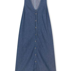 Mads Nørgaard - Kjole - Air Denim Pauline Dress - Dark Blue Denim (Levering midt marts)