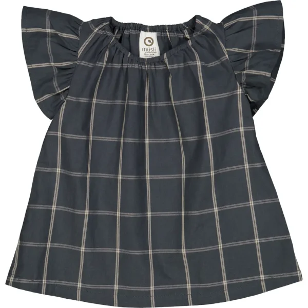 Check kjole med tern - Night blue/ Cashmere - 68