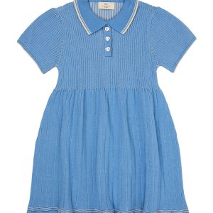 Copenhagen Colors Kjole - Strik - Sky Blue/Cream Comb