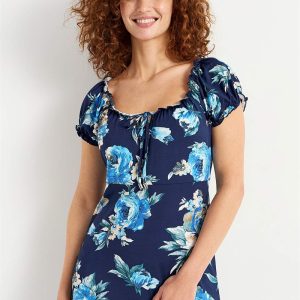 Lang, mønstret off-shoulder-kjole