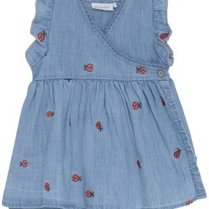 Minymo Kjole - Faded Denim m. Mariehøner