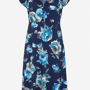 Mønstret off-shoulder-kjole