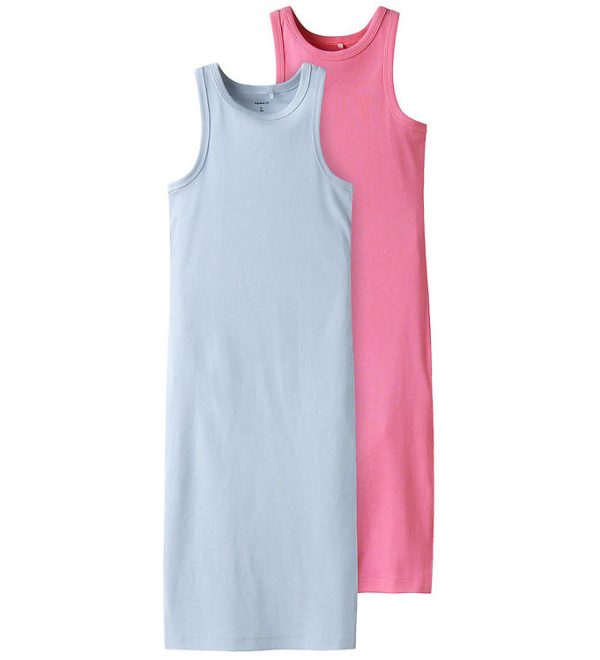 Name It Kjole - Rib - NkfHellemie - 2-Pak - Aurora Pink/W Xenon
