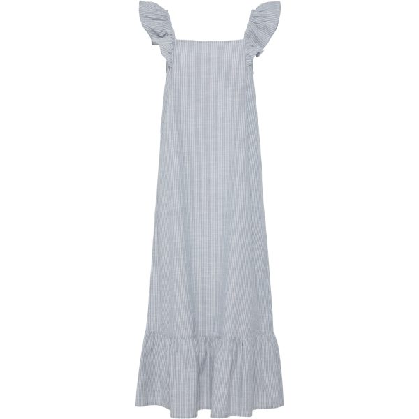 PIECES dame kjole PCAPIA - Nautical Blue Stripes Bright white