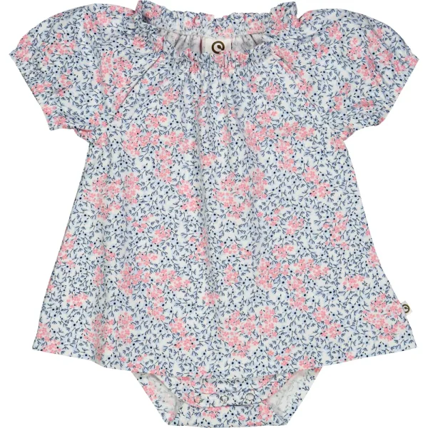 Petit blomstret pufærme body kjole - Balsam cream/ Bubblegum/ Night blue - 92