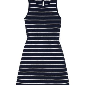 Tommy Hilfiger Kjole - Linen Jersey - Dark Night Navy Striped