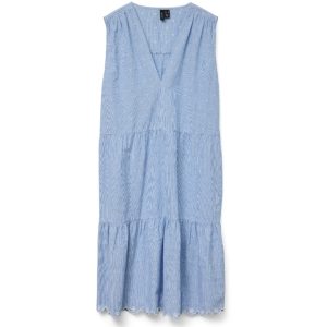 VERO MODA dame kjole VMNIKA - Cashmere Blue Bright White