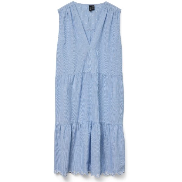 VERO MODA dame kjole VMNIKA - Cashmere Blue Bright White
