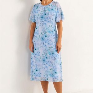 Blomstret chiffon kjole