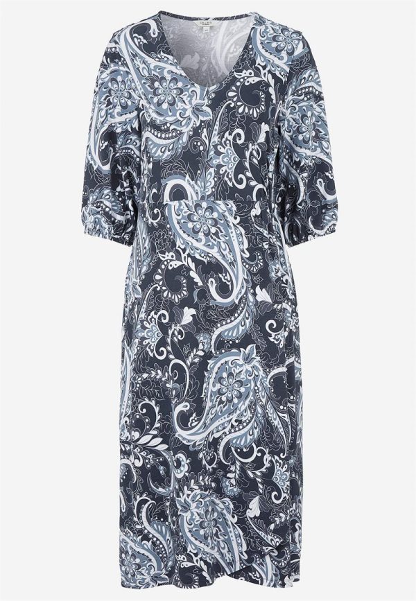 Jerseykjole med slå-om detalje