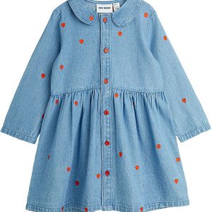 Mini Rodini Kjole - Denim - Blå m. Hjerter