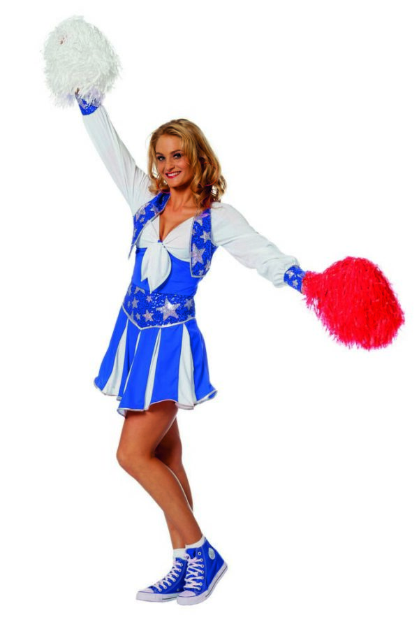 Blå Cheerleader Deluxe Kostume