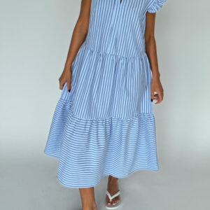 Continue - Kjole - Bea Stripe Long - Blue Stripe