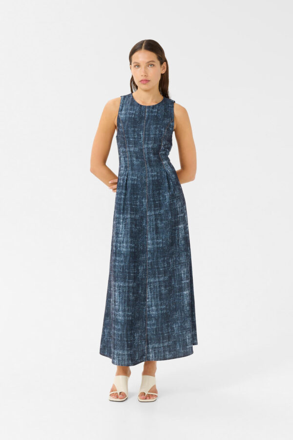 GZDemia midi kjole - Dark Denim Structure