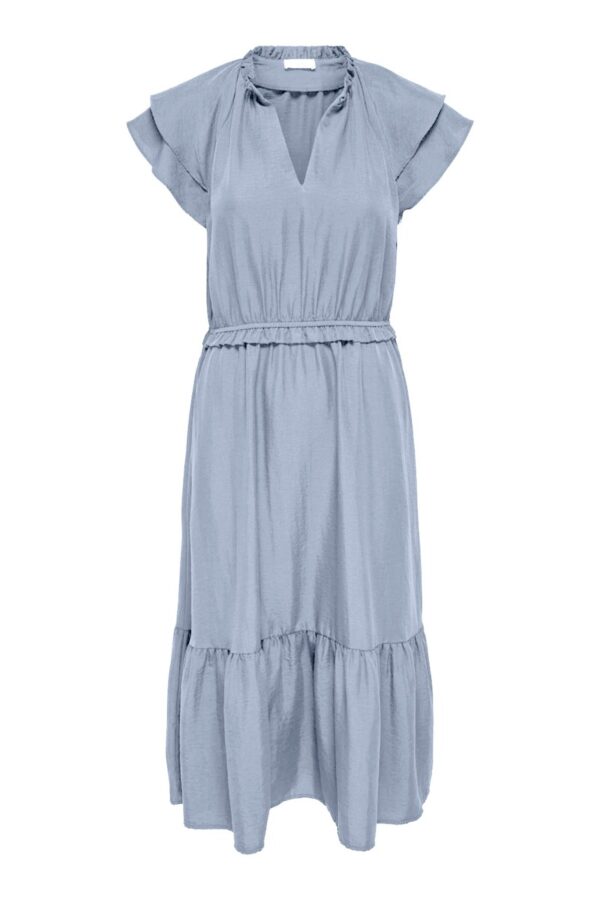 JDY - Kjole - Train S/L Frill Midi Dress - Soft Chambray