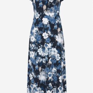 Lang, mønstret off-shoulder-kjole