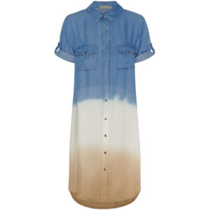 Marta Du Chateau dame kjole MdcKirstÃ­n - LightBlue/White/Camel