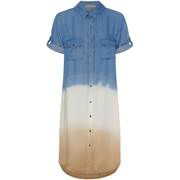 Marta Du Chateau dame kjole MdcKirstÃ­n - LightBlue/White/Camel