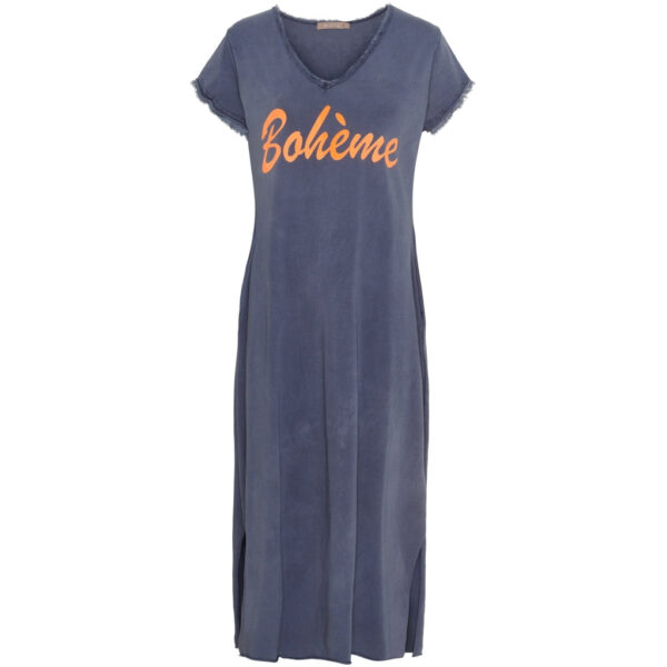Marta du Chateau dame kjole MdcRosalia 22625 - Dark Blue/Arancio Fluo