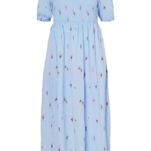 Pieces - Kjole - Jeo SS Square Neck Midi Dress - Cashmere Blue Flowers