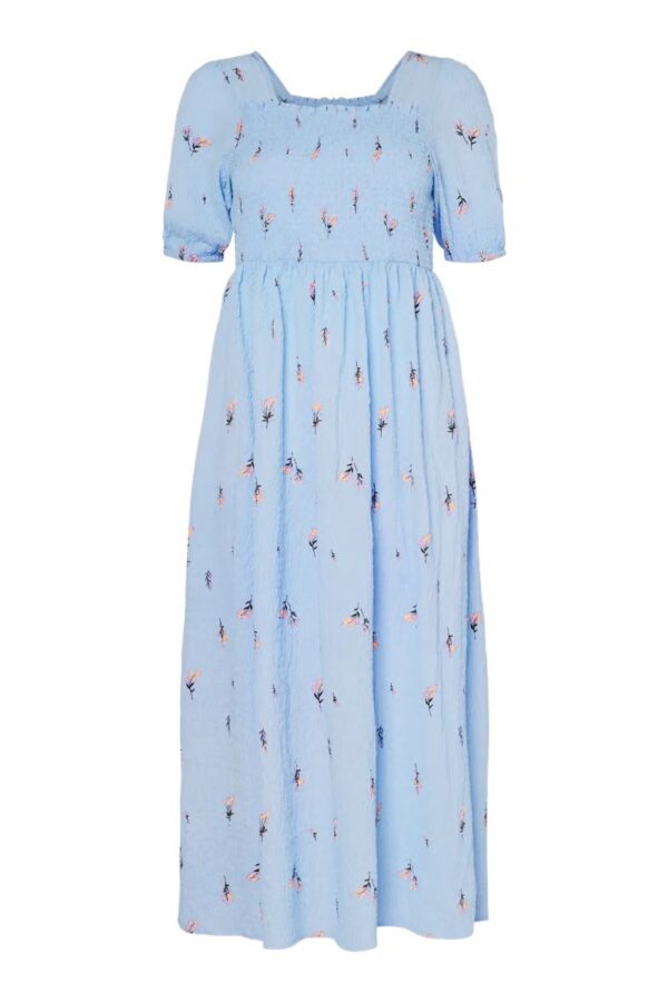 Pieces - Kjole - Jeo SS Square Neck Midi Dress - Cashmere Blue Flowers
