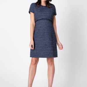 Seraphine Kiara A Line tweed kjole til gravide, blåvævet - Seraphine - Dress - Buump
