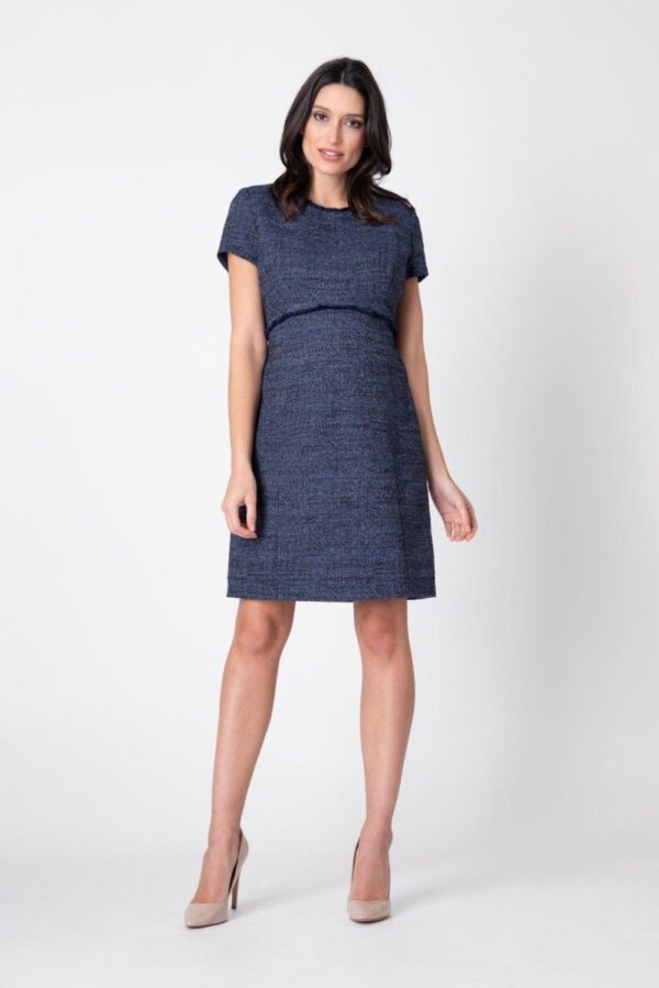 Seraphine Kiara A Line tweed kjole til gravide, blåvævet - Seraphine - Dress - Buump