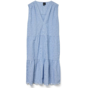 VERO MODA dame kjole VMNIKA - Cashmere Blue Bright White