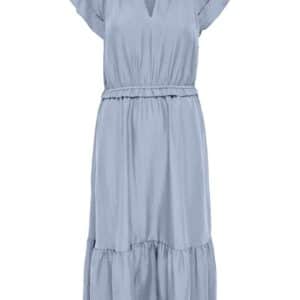 JDY - Kjole - Train S/L Frill Midi Dress - Soft Chambray