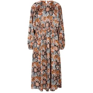 Liberté dame kjole GRAFFI - BLUE BROWN FLOWERS