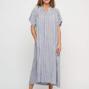 June stripe skjortekjole - Sea blue/ecru