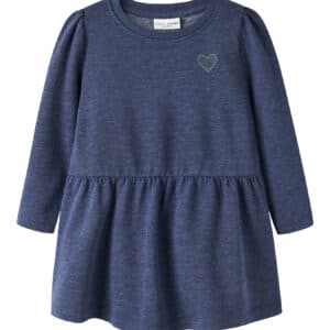 NAME IT Kjole Vima Blueprint Heart Embroidery