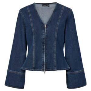 Pieces - Bluse - Flora LS Denim Shirt - Dark Blue Denim